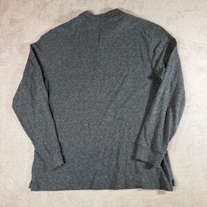 Faherty Brand Mens Large Long Sleeve Polo Shirt Organic Cotton Green Slub Stripe